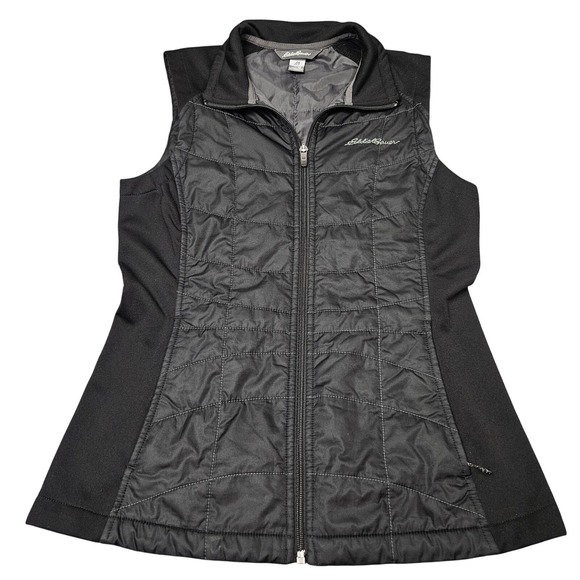 Eddie Bauer Jackets & Blazers - Eddie Bauer Puffer Vest Womens XS Black Quilted Full Zip Hybrid Outdoor Gorpcore